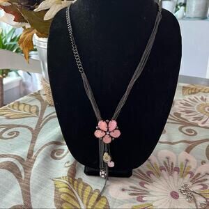 Pink Flower Long Necklace